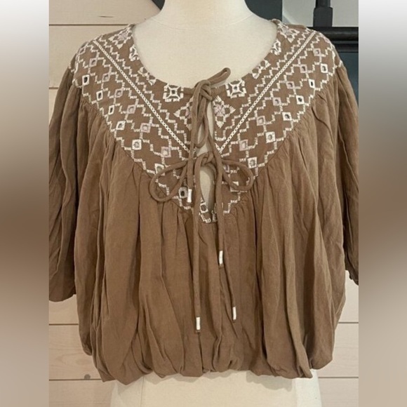 FREE PEOPLE JONI EMBROIDERED TOP NWOT sz XL - Picture 3 of 7